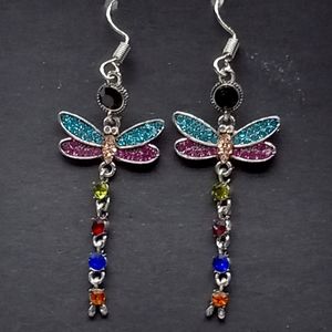 Multi Color Dragonfly Earrings